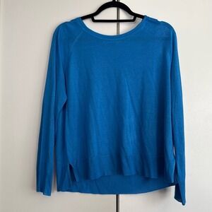 ZARA Womens Blue Lightweight Knit Raglan Sleeve Pullover‎ Sweater Small